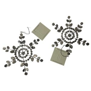 Ballard Designs Suzanne Kasler Jeweled Snowflake Ornaments Clear Silver Set of 2